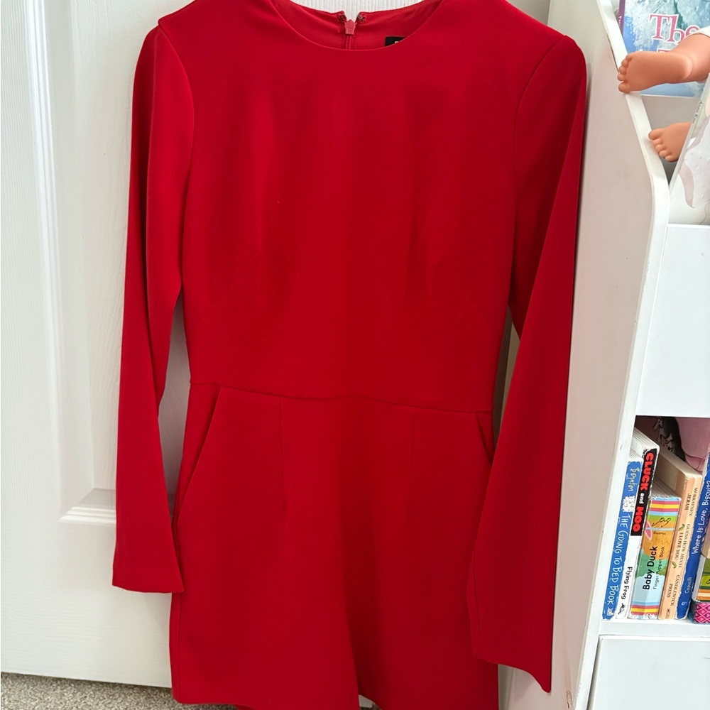 Express Vibrant Red Long Sleeve Romper